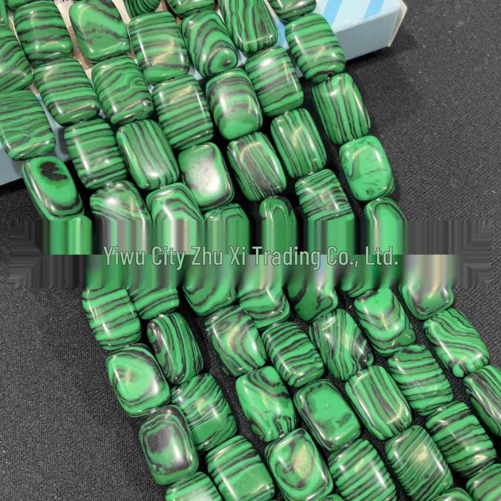 10x14mm Rectangular Crystal Agate and Turquoise Malachite Loose Beads for DIY Jewelry