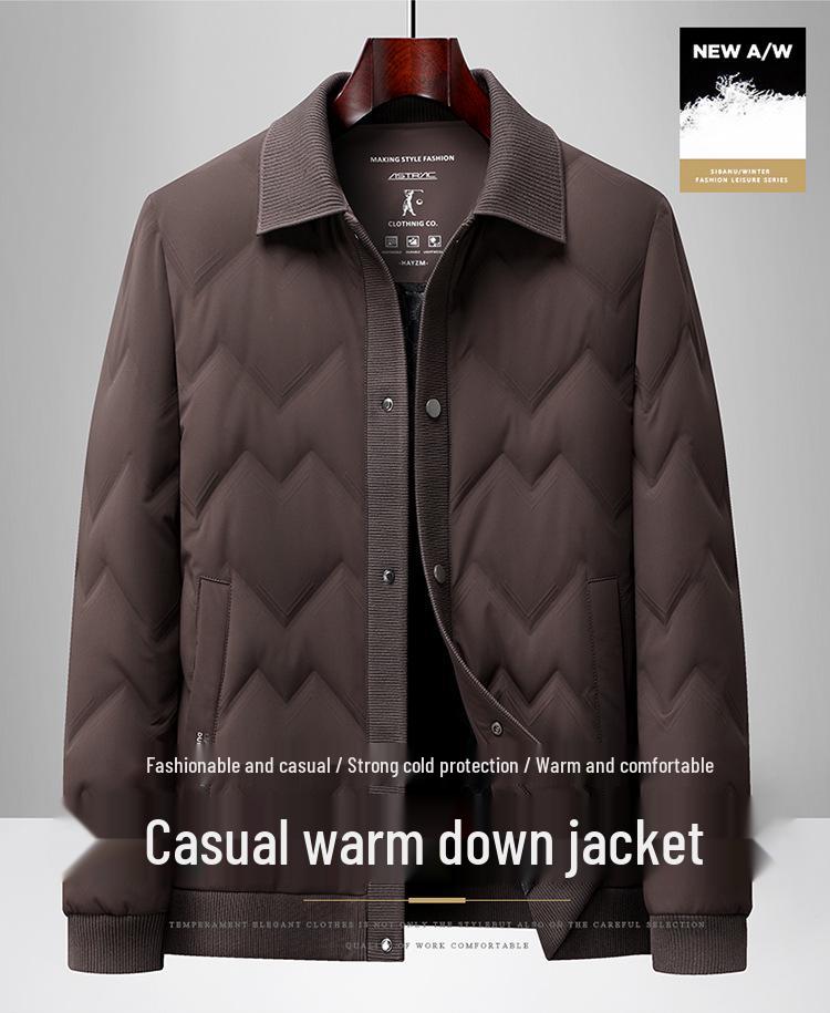 Men's Winter Down Jacket - Warm, Lightweight, Casual for Dad & Grandfather