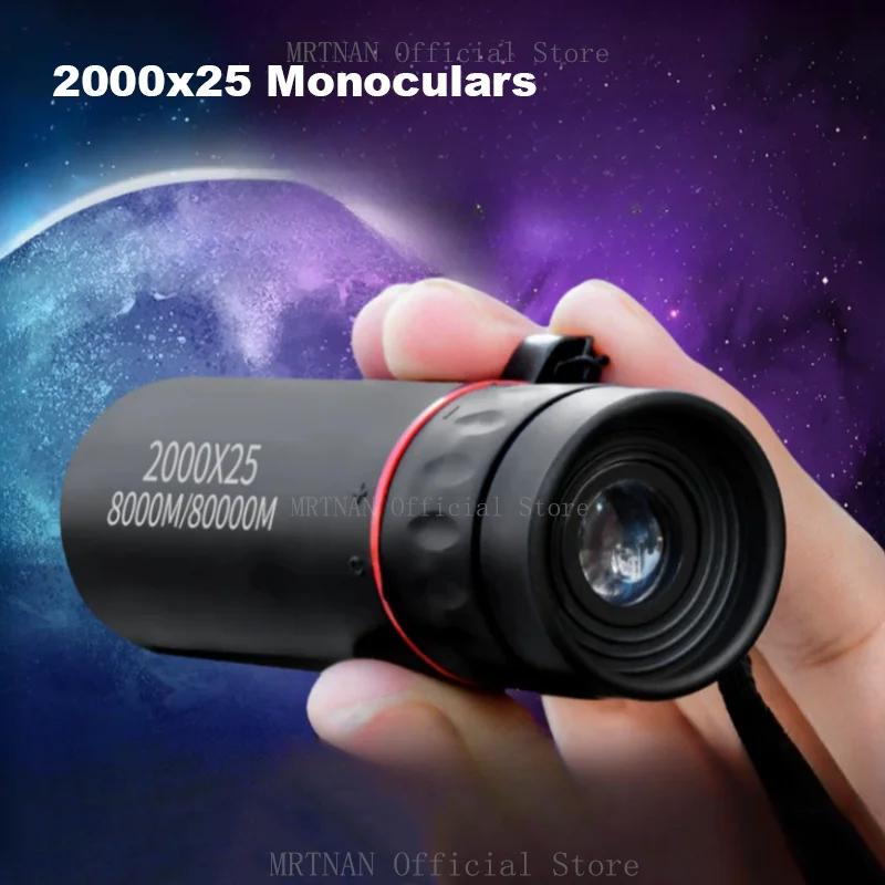 Hd 2000x25 Telescope Outdoor Monocular Mini Portable Mobile Phone Telescope With Holder Camping Hunting Birdwatching Telescopes