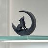 3D Printed Howling Wolf Statue, Wolf On Moon Figurine, Black Wolf Sculpture for Home Office Study Room Desktop Decor