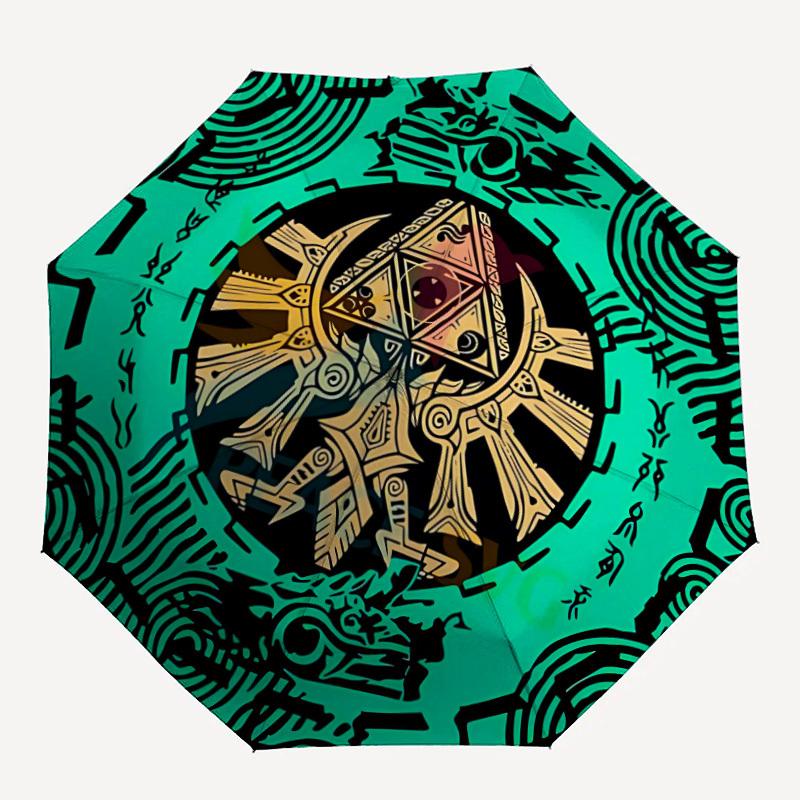 

1pc THE LEGEND OF Auto Folding Umbrella, Portable Collapsible Design, 8-Rib Iron Frame, All-Season Casual Outdoor Accessory for Christmas Birthday Fes
