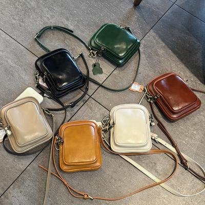 Soft Leather Crossbody Bag, Versatile Single-shoulder Women's Bag, Mini Women's Small Bag, Vertical Mobile Phone Bag for Women