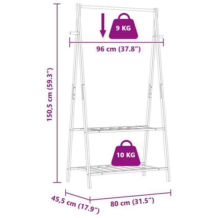 VidaXL Porte-vêtement avec étagères 96x45,5x150,5 cm bambou, porte-manteau, porte-manteau avec étagère, porte-vêtements avec 4008908