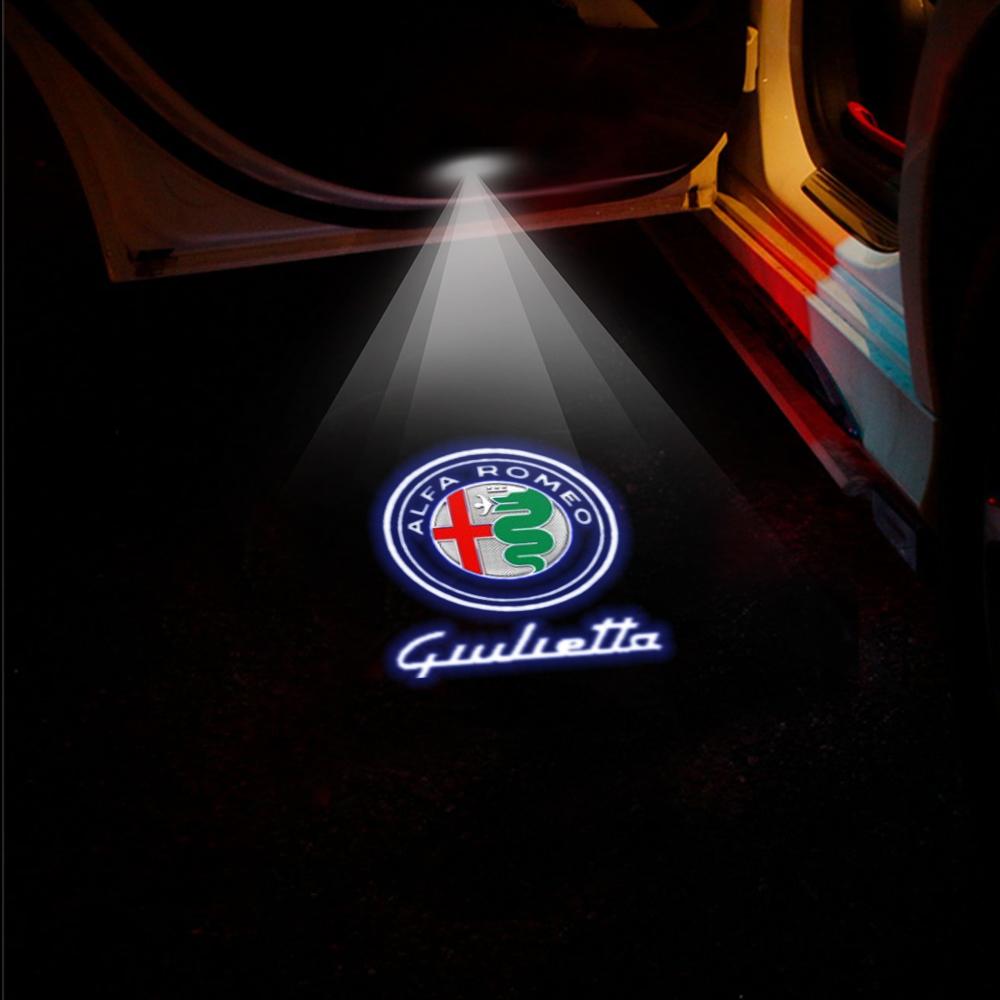 2PCS Car HD Projector Lamp Car Door Wireless Welcome Light LED Decoration Auto Accessories For Alfa Romeo Giulietta Stelvio 2017 zl6