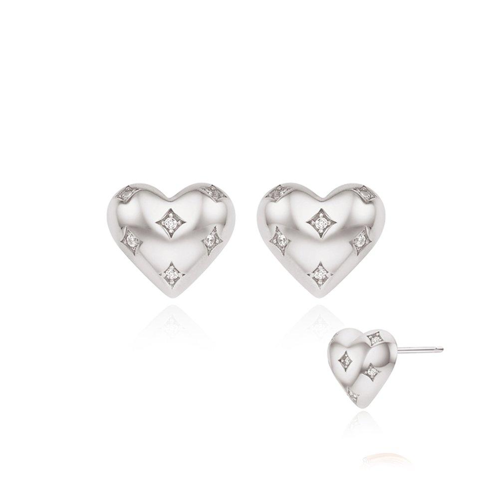 STONEHENGE Silver Heart Cubic Earrings Sc24D01E