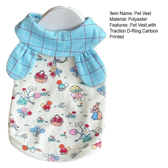 Gilet per Animali Domestici con Anello a D per Trazione Senza Maniche Pettorina per Cani Stampa Cartone Animato Tessuto Morbido Traspirante Vestibilità Larga Decorazione con Papillon Gilet per Cani