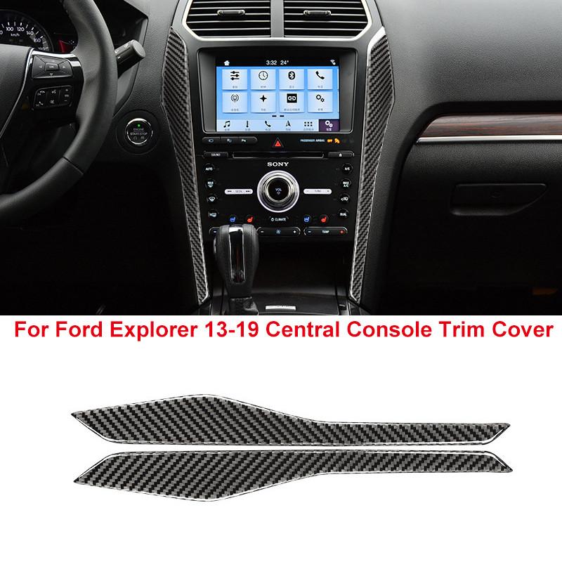 2Pcs For Ford Explorer 2013-2019 Car Interior Central Console Side Cover Trim Decor Stickers Carbon Black