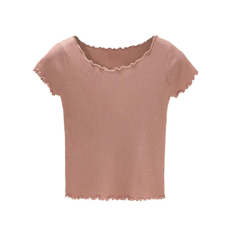 Women's Slim Fit Ice Silk Ruffled Crop Top