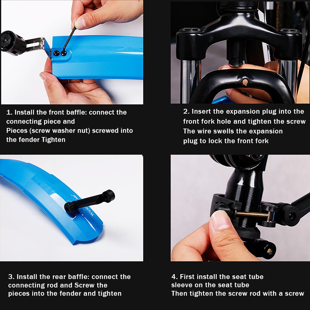 1 Paar Teleskopische Faltbare Schutzbleche Rennrad Vorne/Hinten Schmutzfänger Mit Rücklicht Fahrrad Schutzblech Fahrrad Schmutzfänger