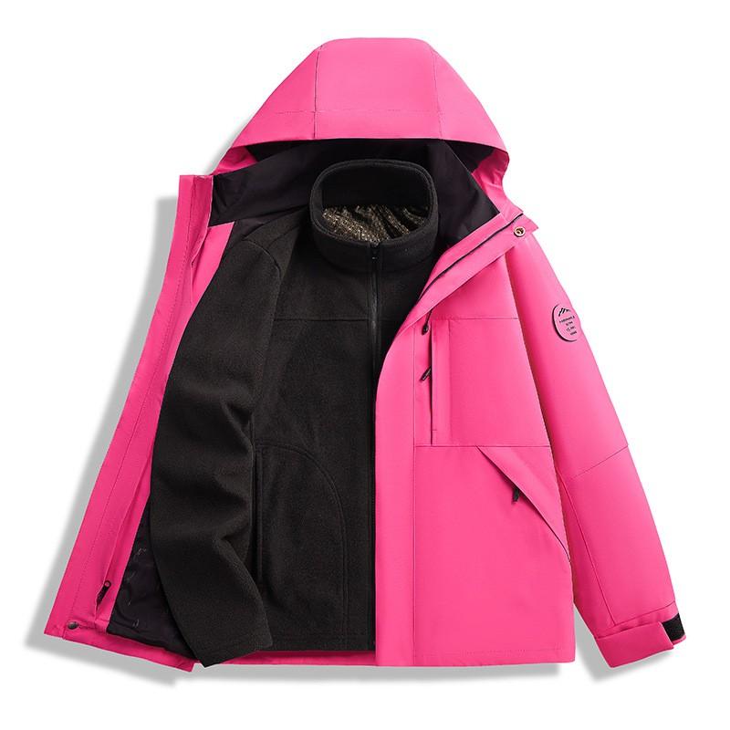 Mens Womens 3-in-1 Waterproof Windproof Hiking Jacket With Fleece Liner Outdoor Trekking Camping Winter