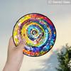 2D Flat Stained Glass Rainbow Spiral Window Decoration, 6.3/7.87inches Colored Glass Plate with Chain, Charming Indoor/Outdoor Sun Catcher Home