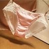 Ladies Solid Color Satin Hollow Out Net Lingerie Lace Briefs Underwear Panties