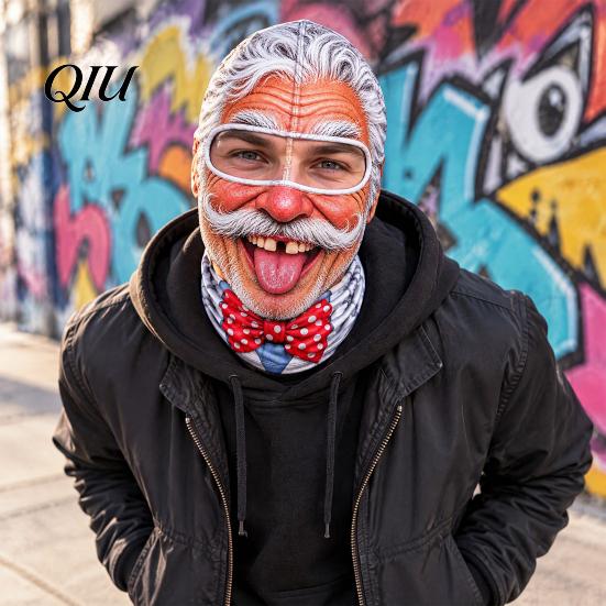Funny Face Ski Mask Realistic Balaclava Mask, Old Man Woman Print Neck Gaiter, Snowboard Shield Windproof Full Coverage for Winter Sports Snowboarding