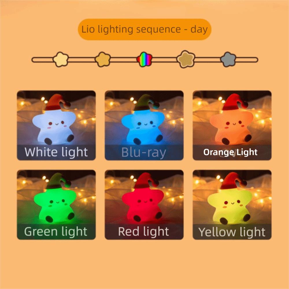 Silicone LED Star Night Light Battery Powered LED Night Light Baby Toy Table Lamp Bedroom