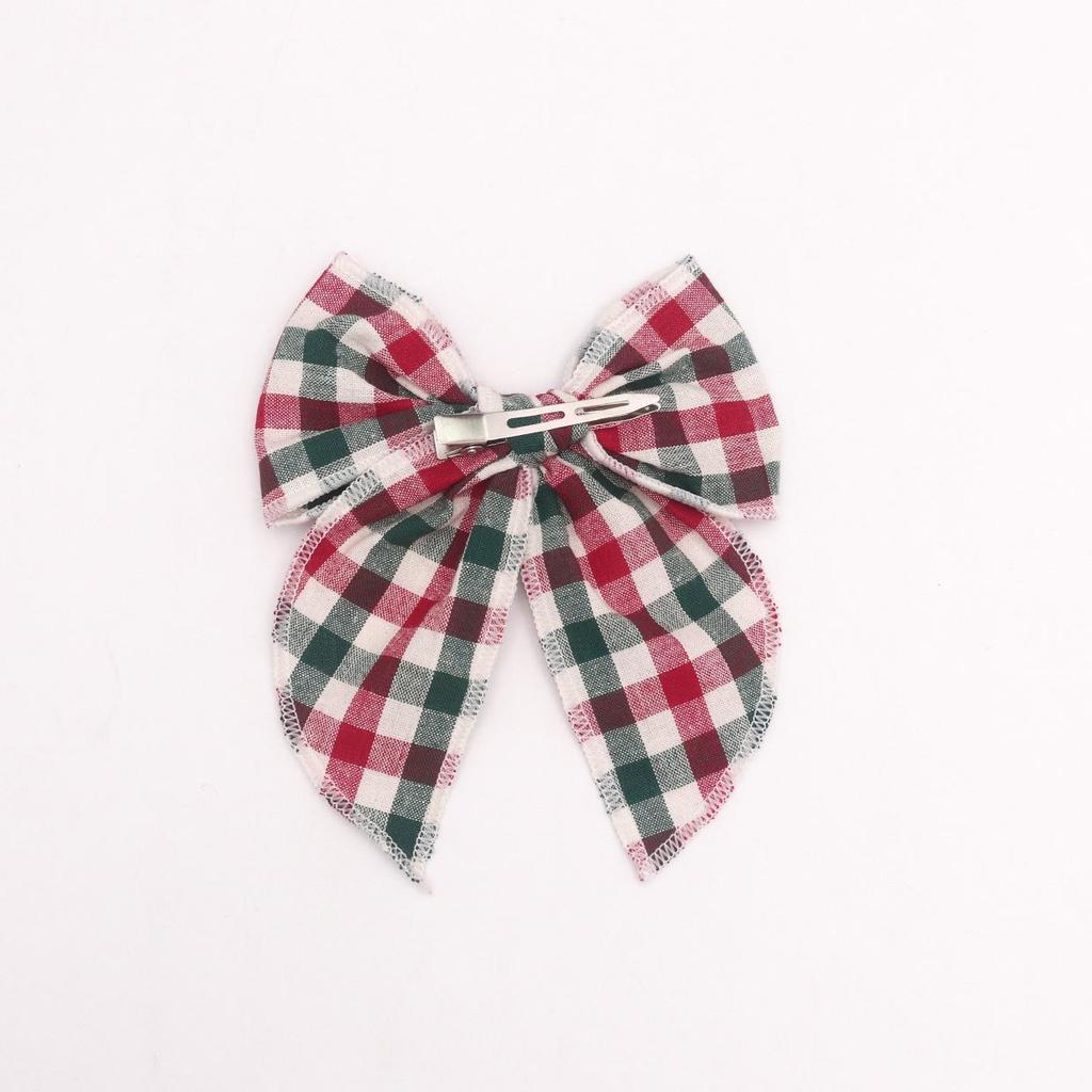 Plaid Bow Hair Clip - Festive Christmas Party Accessory