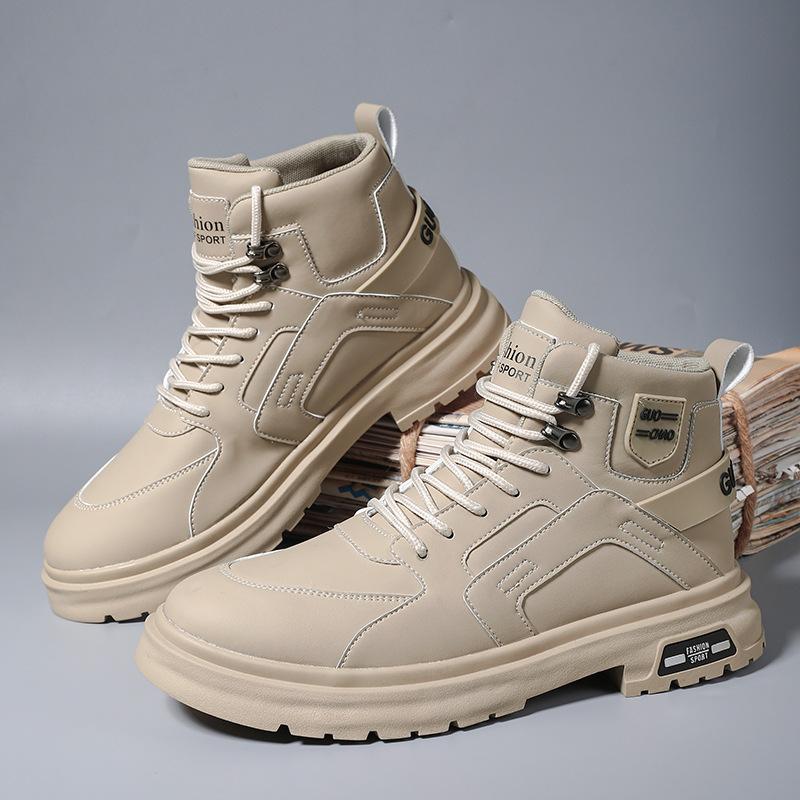 

Men s shoes autumn and winter shoes men s daily versatile shoes platform-soled high-top Martin leather boots 47 хаки