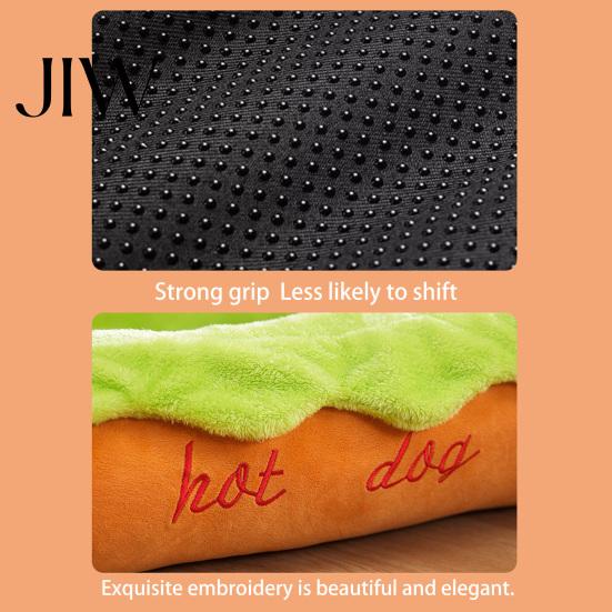 Kleintierbett für Geburtstagsgeschenk Hot Dog Bett, Niedliches Gemütliches Kuschel-Bett mit Abnehmbarem Waschbarem Polster, Lustige Langlebige Haustiermöbel Zuhause Brötchen Plüsch Hunde Katzen