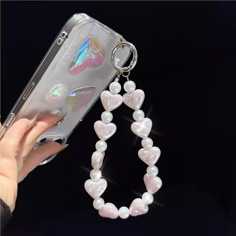 Niche Mobile Phone Chain, Short Beaded Lanyard, Anti-lost Bag, Light Luxury Love Chain, Camera Chain, Advanced Pearl Pendant.