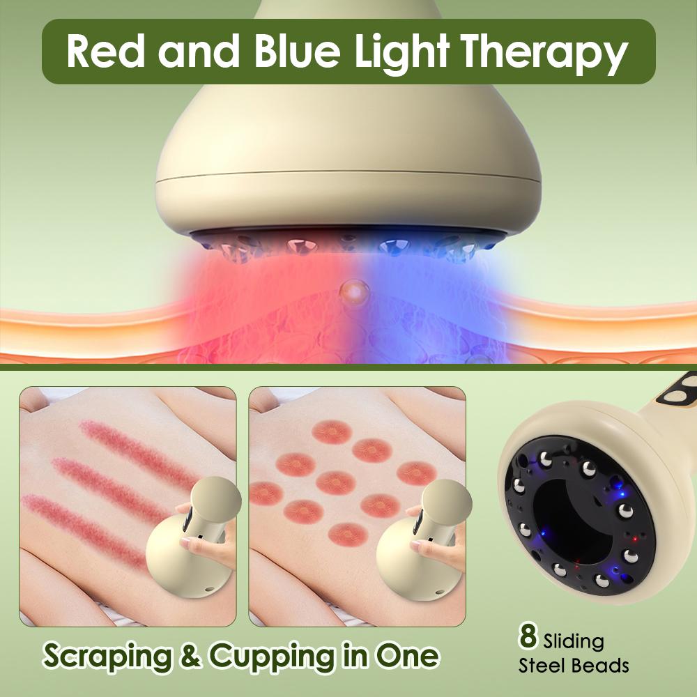 Electric Cupping Device Rechargeable Suction Cup Cellulite Massage Cordless Vacuum Massage Jars with Heat Gua Sha Tool 9 Levels