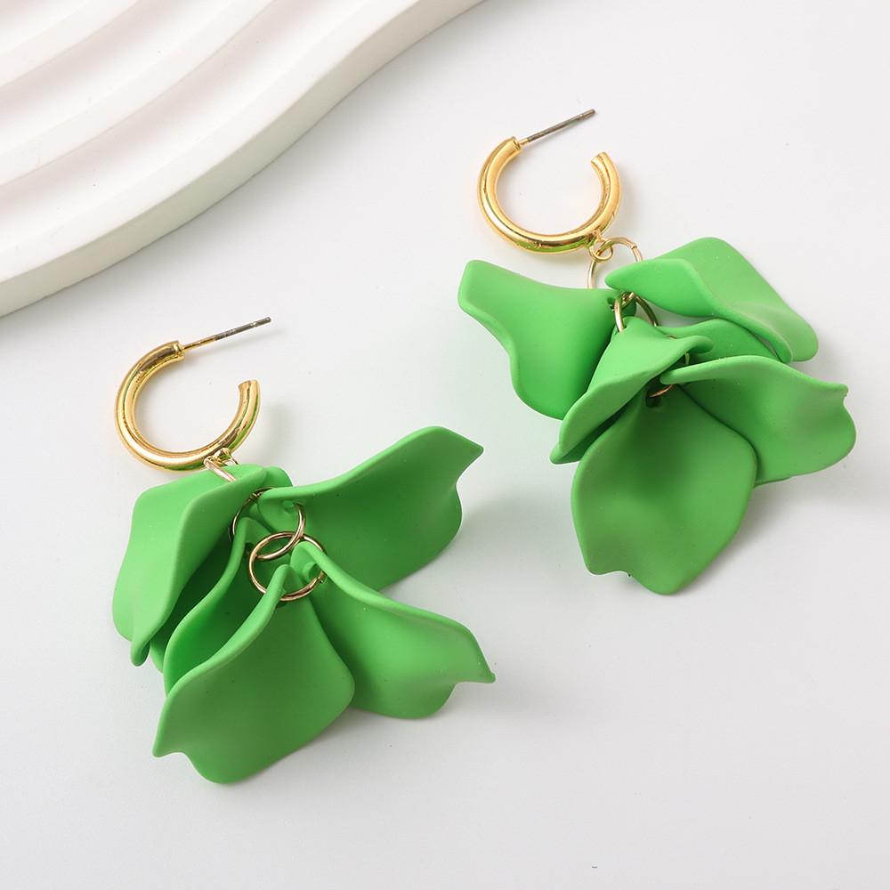 Pinkdudu Fashion Rose Flower Petal Drop Earrings Resin Gradient Color Flower Earrings Women Jewelry PD2385