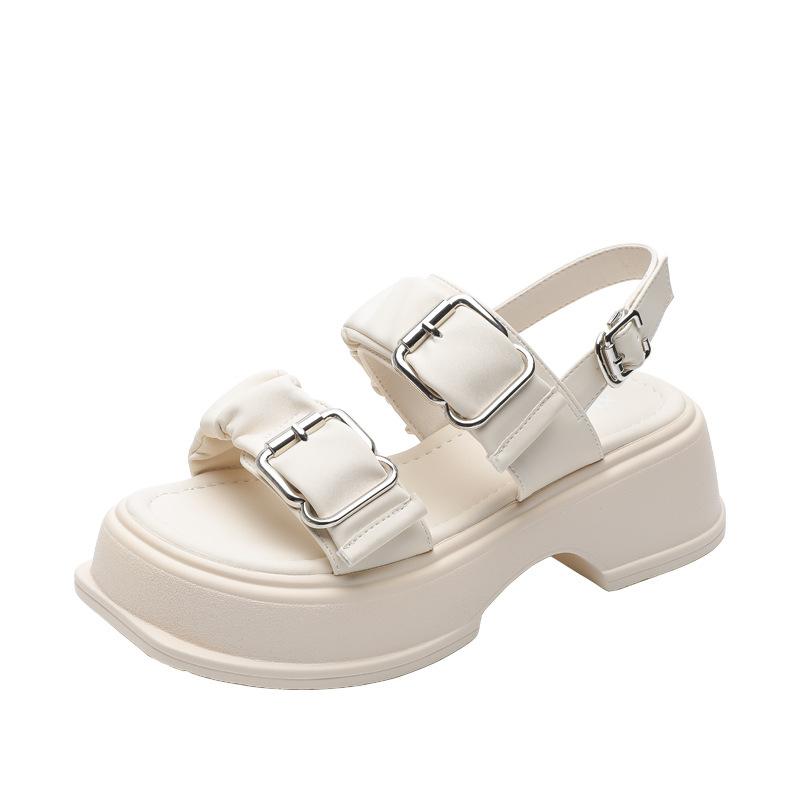 Platform Sandals Female Summer New Fairy Style with Skirt Versatile Not Tired Feet Wide Strip with Buckle Word with Sandals