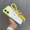 For Magsafe Magnetic Water Ripple Gradient Matte Translucent Phone Case with Wrist Strap For iPhone 16 Pro Max 15 14 13 12 Cover