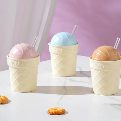Kreativer Keramik-Kaffeebecher mit Deckel, nordischer Stil, Mädchen, Haushalt, Frühstück, Milchbecher mit Strohhalm, Paar-Wasserbecher, Geschenk für Freund