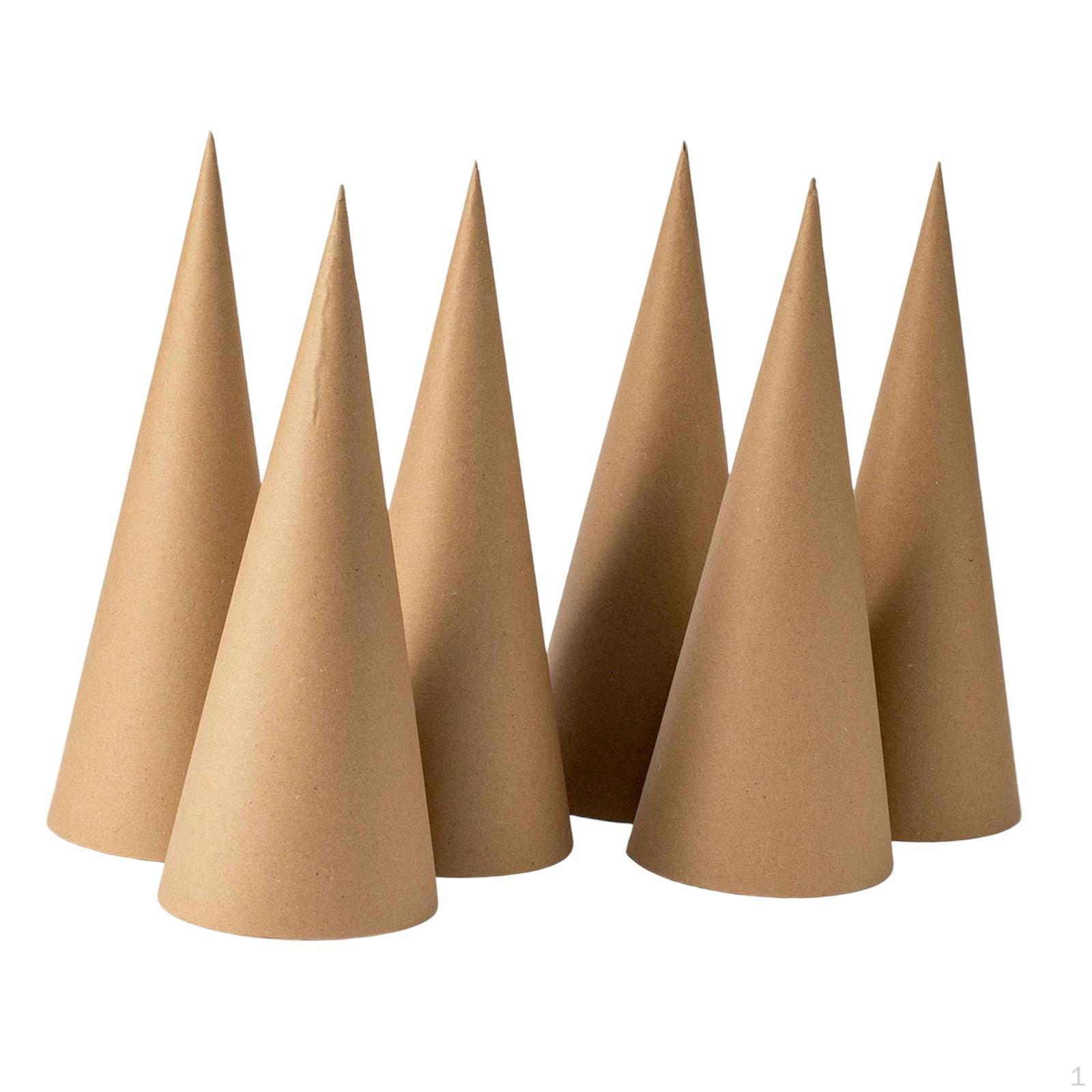 

6x Paper Mache Cones Christmas Tree Decoration Crafts Open Bottom for Scrapbooking