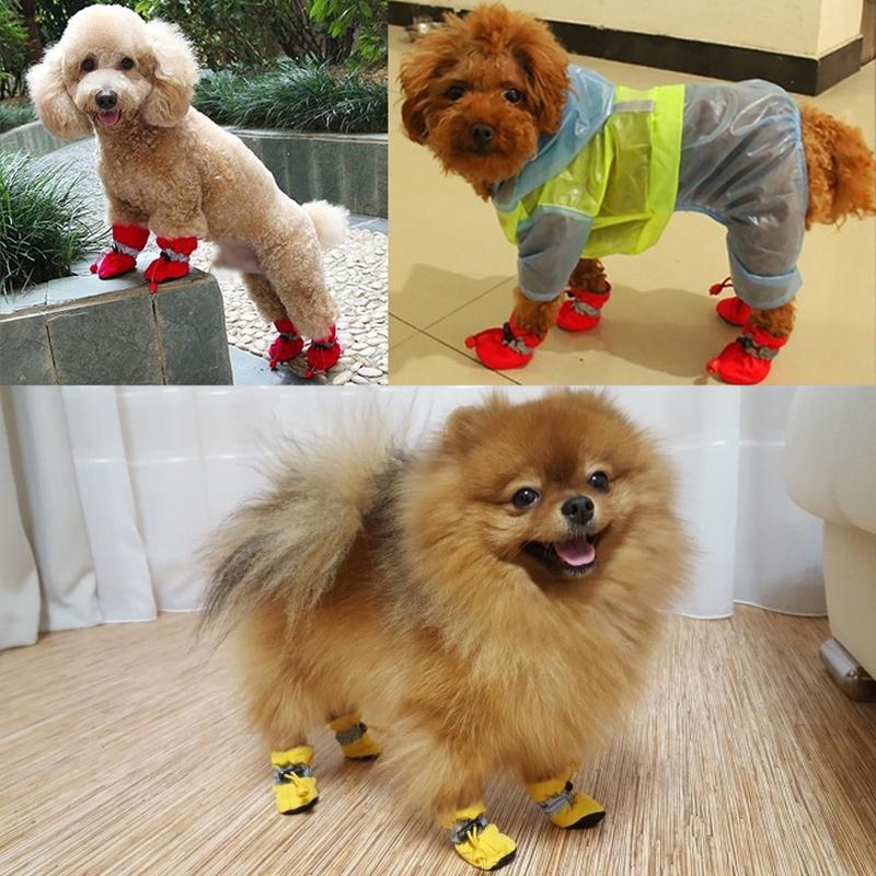 4ks/sada Protiskluzové holínky Štěně Mazlíček Tlapka Doplňky Venkovní Vodotěsné Čivava Boty Mazlíček Botičky Pro Extra Velké Psy