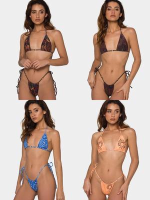 2024 Multi-Color Digital Print Halter Bikini: European & American Sexy Two-Piece Swimsuit