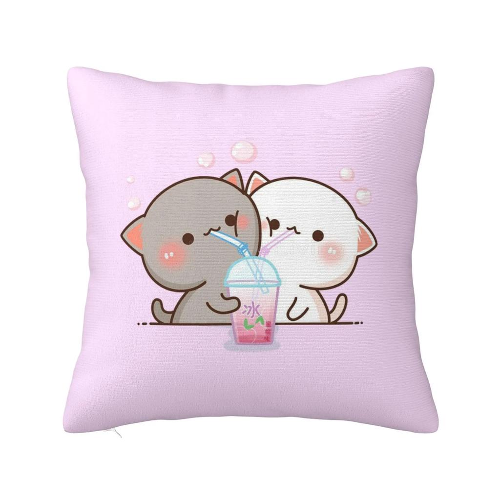 Peach and Goma Pillow Case Mocha Mochi Peach Cat Cushion Cover Pillow Cover Decorative Pillows for Sofa Car Pillowcase Xcm