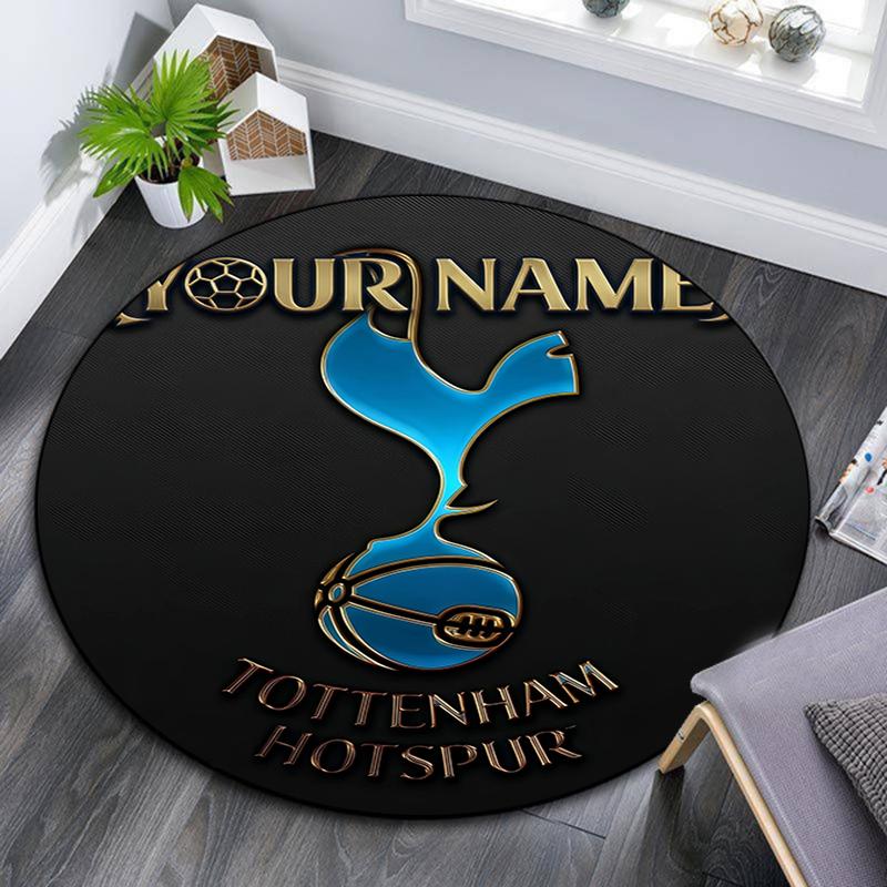 Custom Name,Tottenham Hotspur pattern round rug,Carpet Rug for Living Room Bedroom Playroom ,Non-slip Floor Mat,Holiday Gifts and Birthday Gifts.