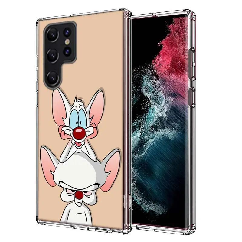 Pinky Anime and the Brain Cover For Samsung Galaxy S21 S20 S23 FE S22+ S24 Ultra S25 Edge Phone Case S10 Plus Clear Capa Coque P