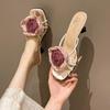 Women's shoes new Chinese cheongsam high heels retro temperament beige rose slippers women's summer new