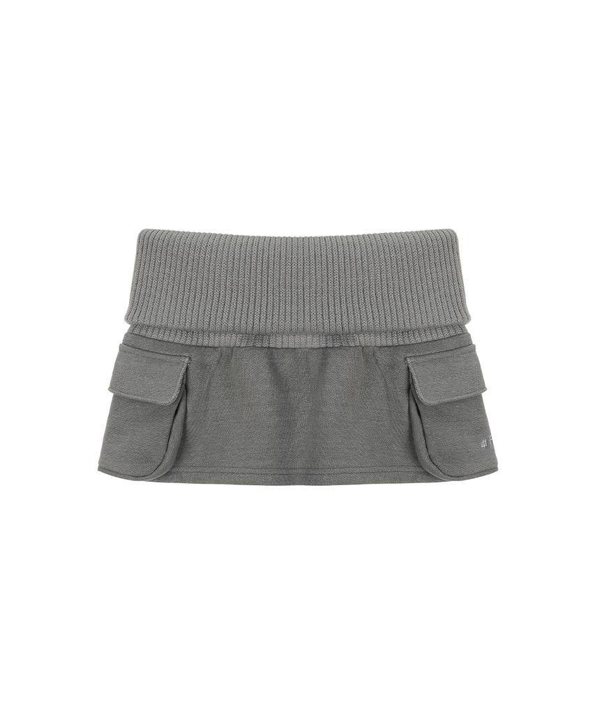 Sailpeulei Folded Knit Skirt Shorts / Charcoal