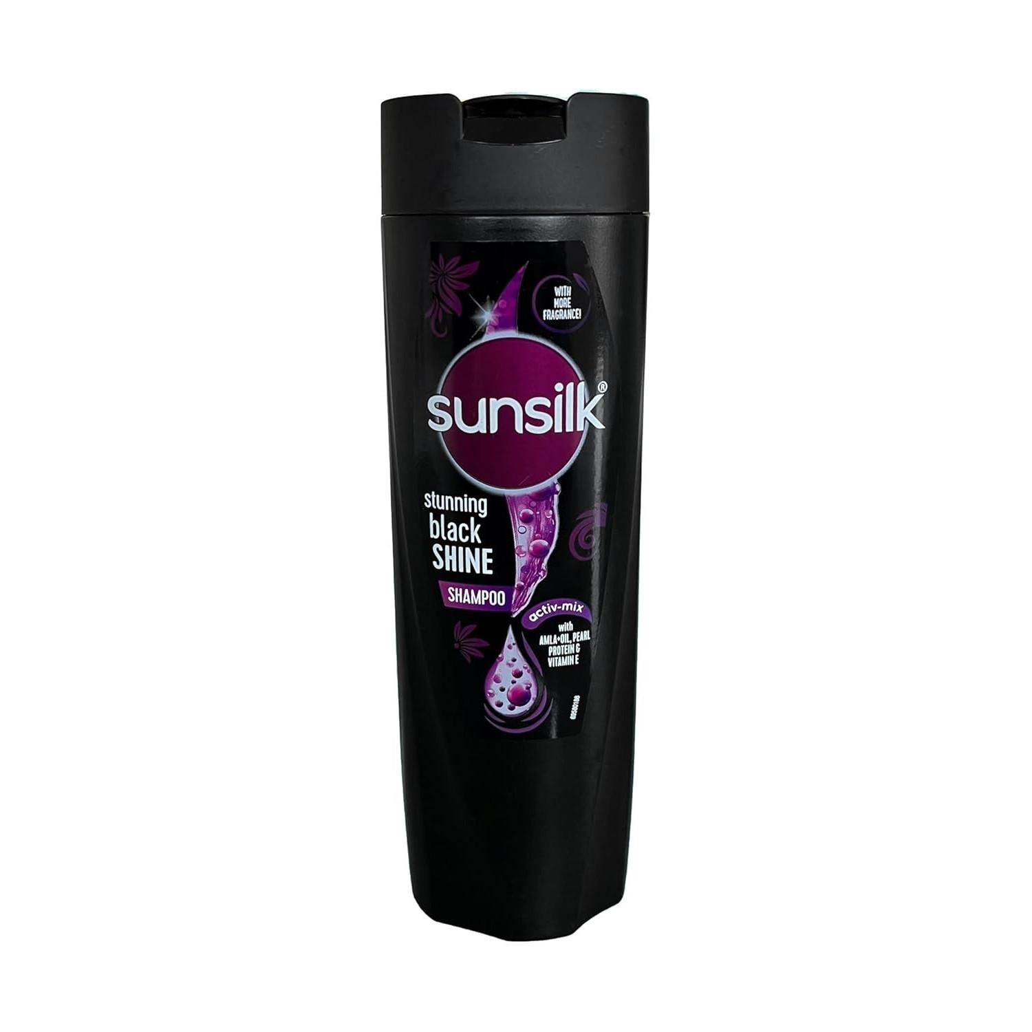 

@ Sunsilk Шампунь «Приголомшливий чорний блиск» Зволожуючий та блискучий 170 мл