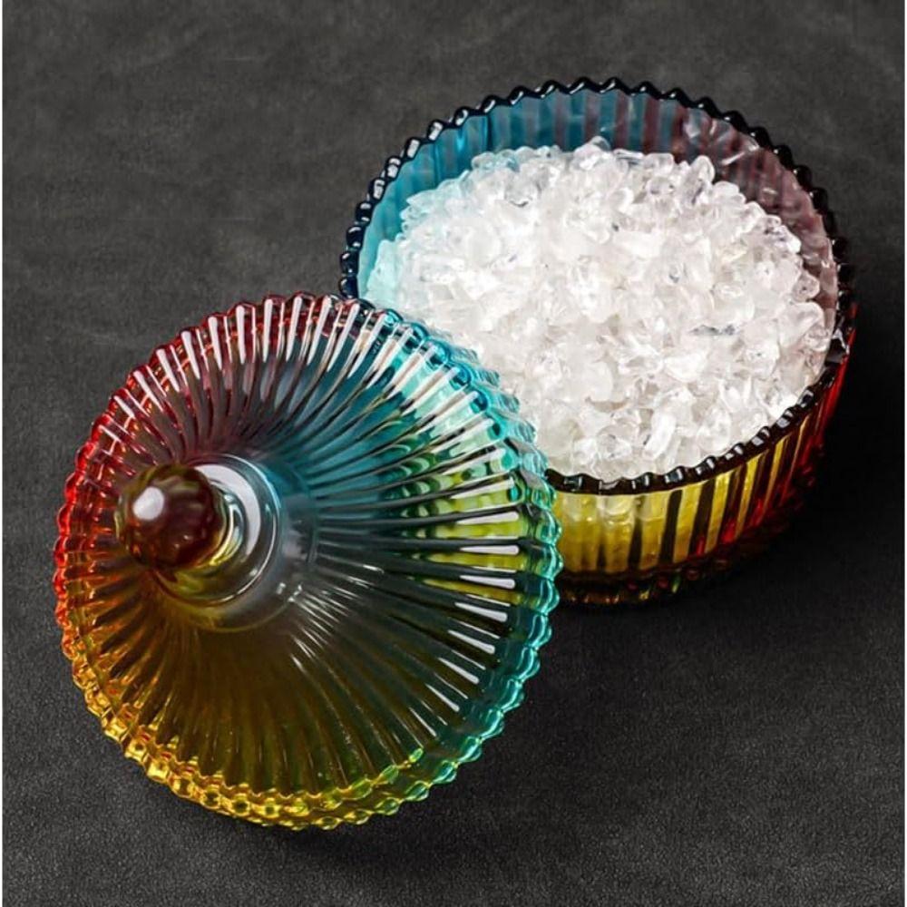 Lid Candy Container Crystal Cleansing Glass Jewelry Box Crystals Degaussing Bowl  Room Decoration
