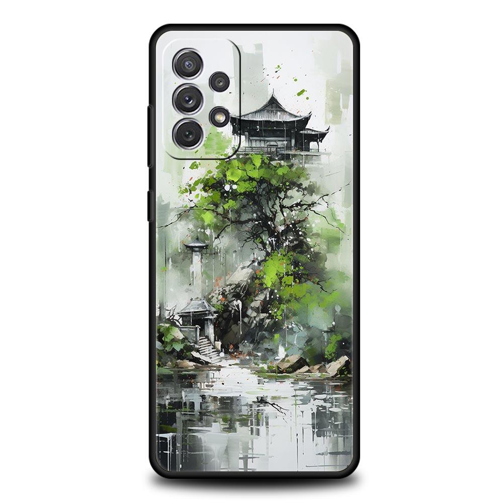 Ink and Wash Landscape Case for Samsung A51 A71 A21S A12 A11 A15 A25 A31 A41 A52 A32 A23 A33 A53 A73 A03S A05S A13 5G A72 Cover
