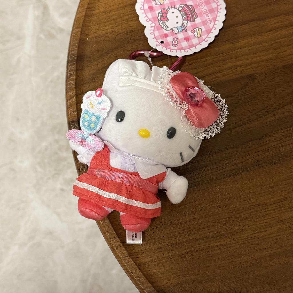 Maid Dessert Series Hello kitty Plush Doll Toy Keychain Maid Loli Lace Black Skirt kitty cat Stuffed Plushies Bag Pendant