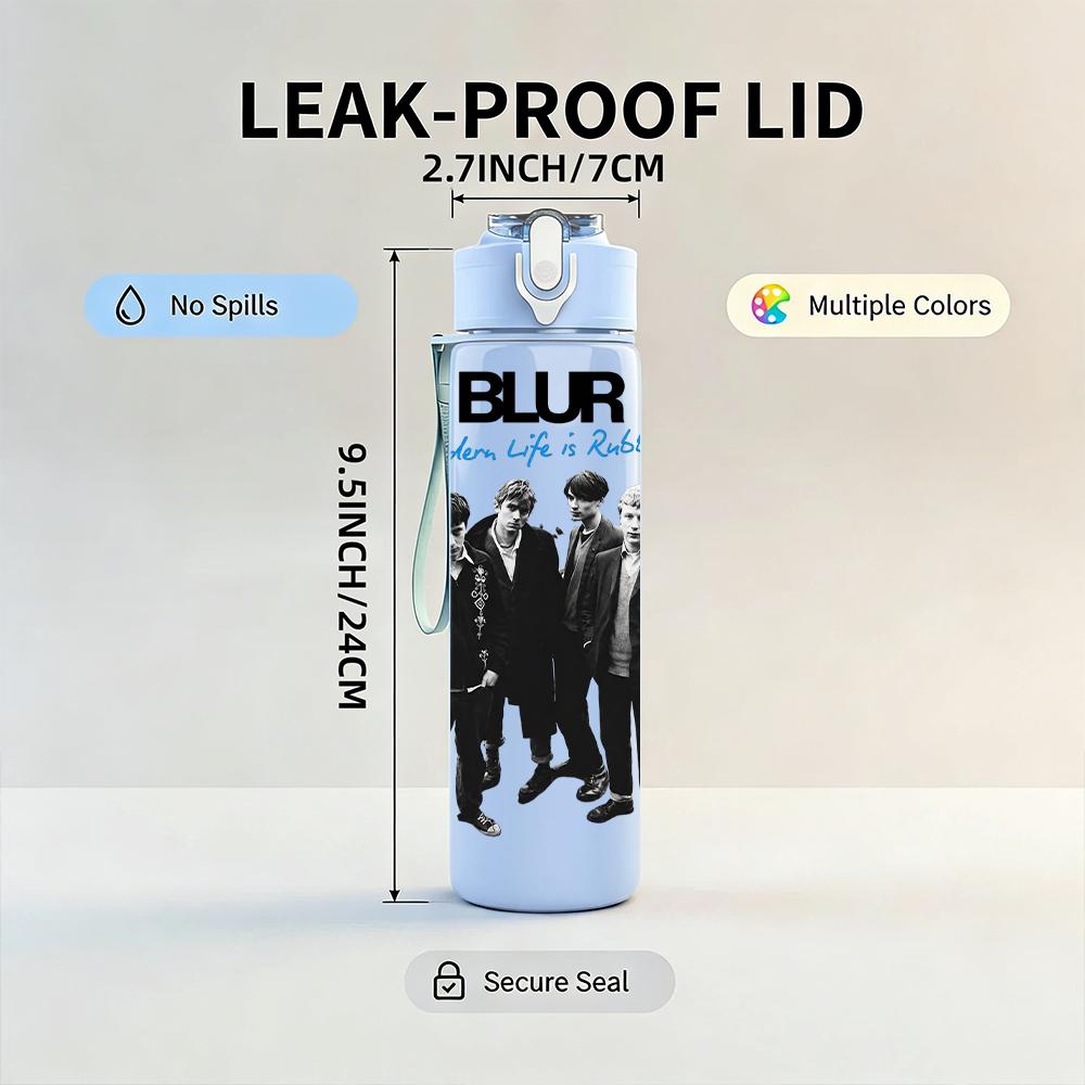 1PC Blur Britpop Band Group Vintage Portrait Print 750ml Portable Sports Water Bottle Leakproof Gym Outdoor Travel Drink Cup