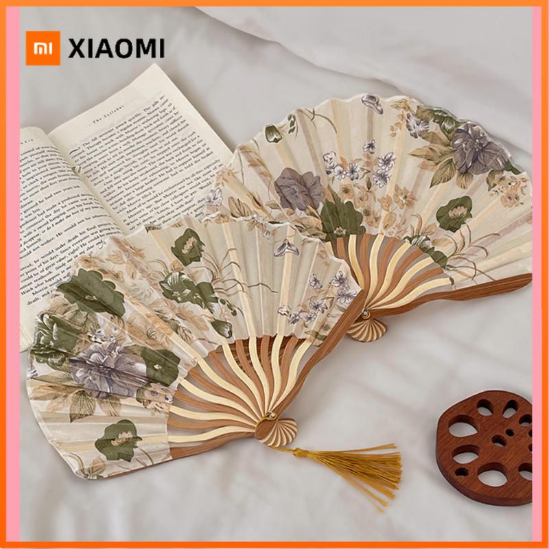 Xiaomi Ink Folded Fan New Chinese Classical Vintage Qipao Prop Tassel Handheld Fan Portable Elegant Traditional Decorative Fan