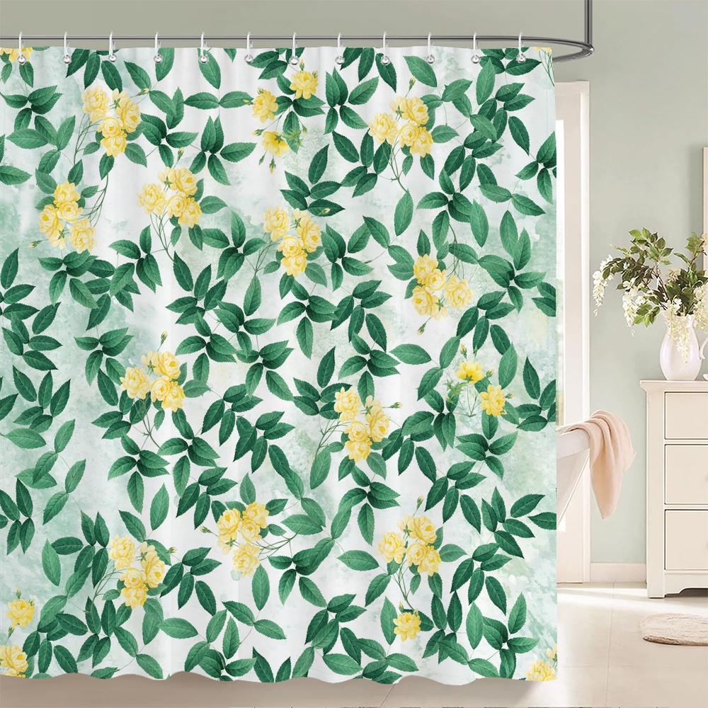 3D Flower Sunflower Plant Leaf Printed Shower Curtains Bathroom Curtain Frabic Waterproof Polyester Bathtub Screen With 12 Hooks