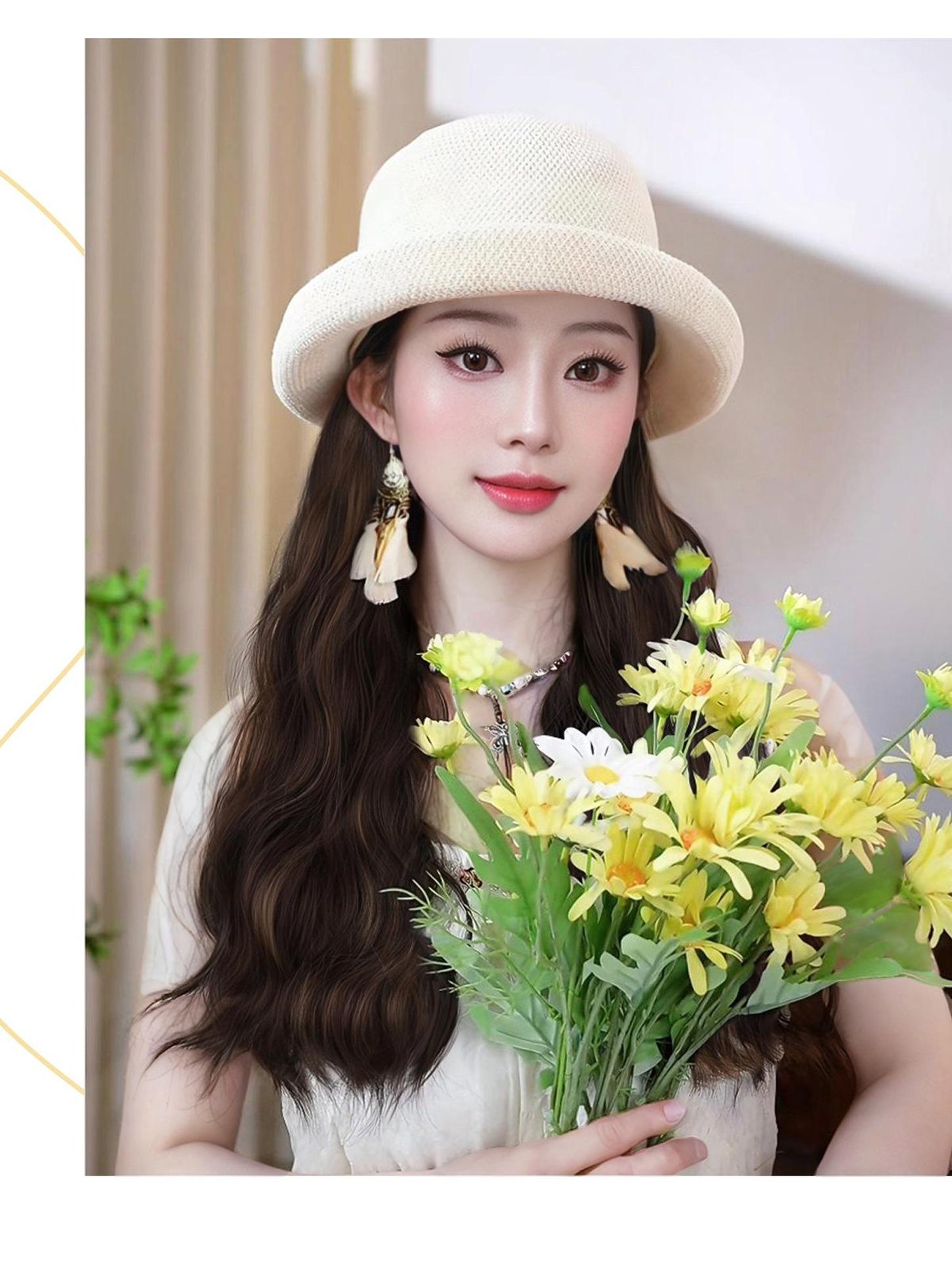 

Стильная съемная шапка-парик: Женская шапка-рыбак с волнистыми искусственными волосами Cool Brown Short Inward Curl