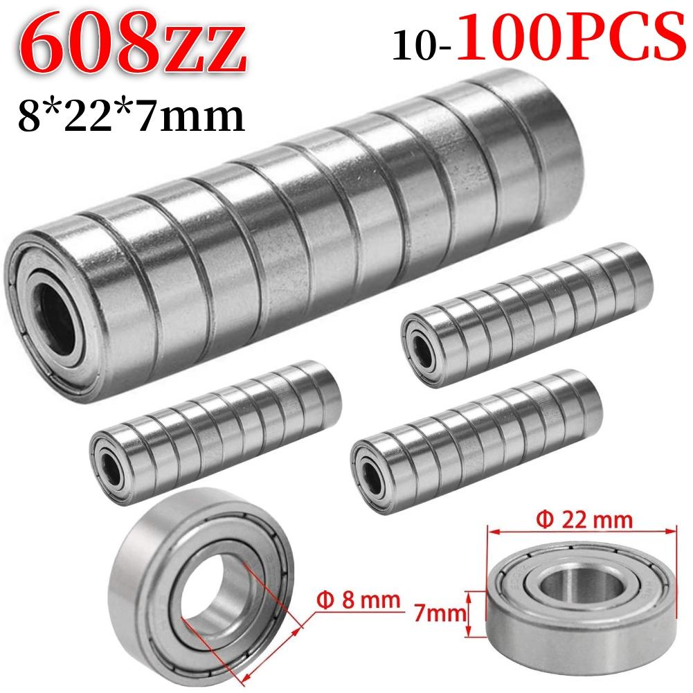 100-10pcs 608ZZ Deep Groove Ball Bearing 8*22*7/8x22x7 MM Double Shielded Miniature High-carbon Steel Single Row 608ZZ ABEC-7