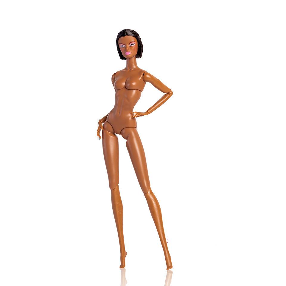 New 32Cm Supermodel Doll Toy 1/6 Dress Up Doll Short Hair Black Skin 12 Joint Movable Body + Head Diy Toy Girl Birthday Gifts
