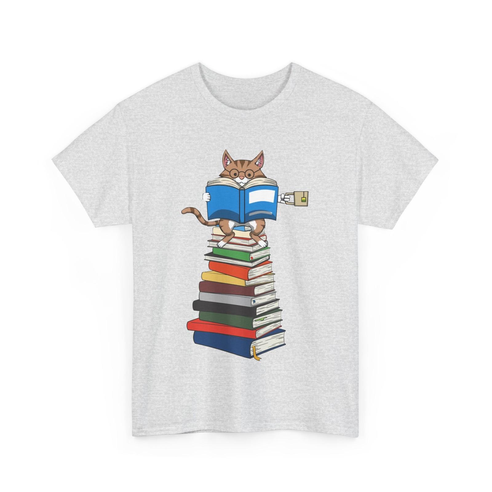 Books Cat T-Shirt, Bookworm Book Readers Cat Lovers Men Shirt XXXL