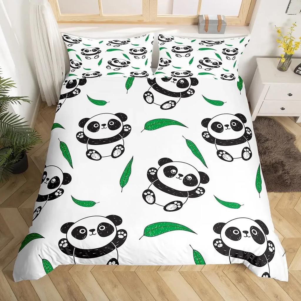 Animal Panda King Full Bedidng Set Kids Romantic Bedding Set Cartoon Animal Duvet Cover Bicycle Balloon Dragonfly Quilt Cover