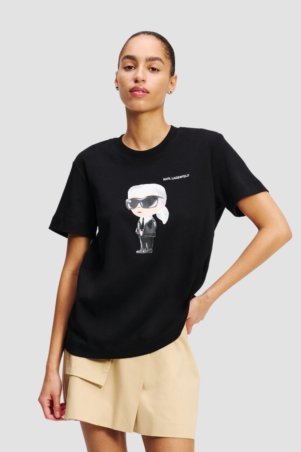 Karl Lagerfeld T-shirt Noir Femme Icon Aquarelle K M beige