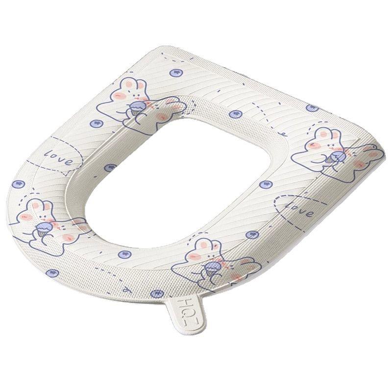 Cartoon Waterproof Toilet Seat Cover with Handle - Universal Four-Season Cushion