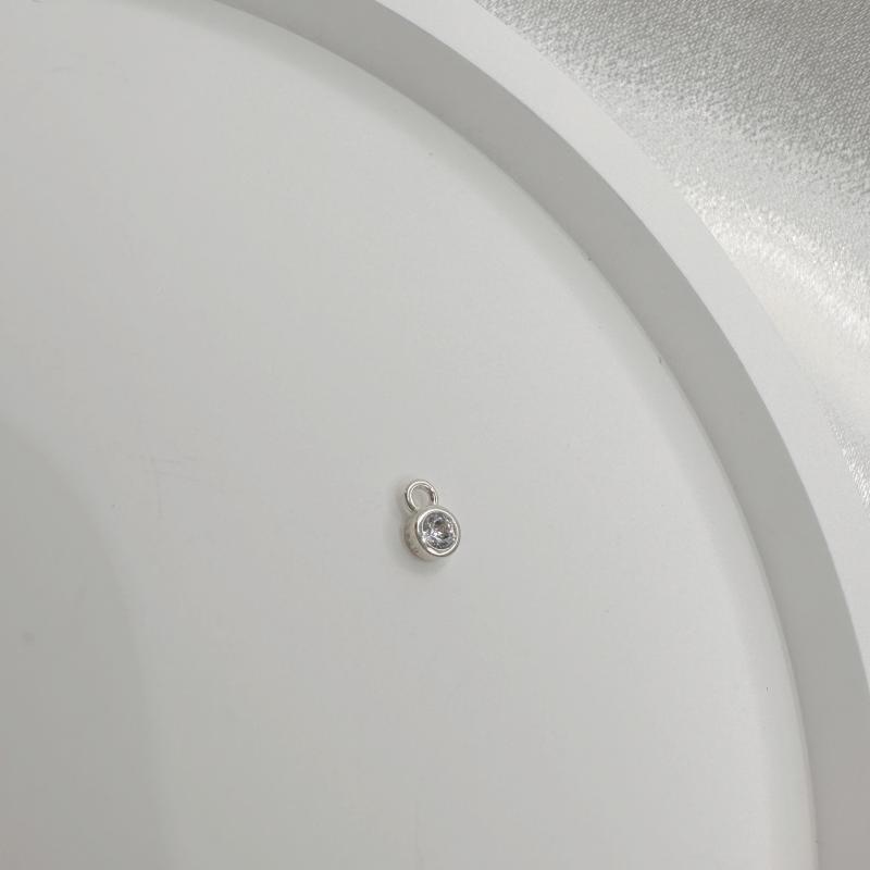 S925 Silver Mini Water Droplet Heart Round Pendant Charms Zircon Pendant Accessories for Necklace Jewelry Making SD12